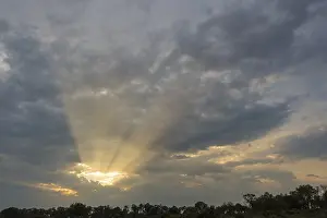 Wetland Biotope Images Drucke: Sunbeams breaking through the clouds