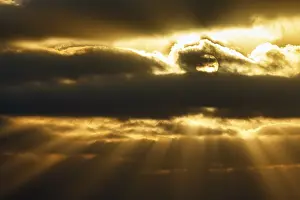 Sunbeams Through Clouds Drucke: Sunbeams shining through clouds