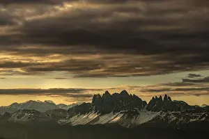 Sunrise In Italy Drucke: Sunrise with dramatic clouds over South Tyrolean mountain range