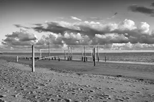 Danish Coastal Scenery Drucke: Sunset on the empty beach, Hjerting