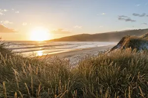 South Island Evening Sky Drucke: Sunset on the beach, Sandfly Bay