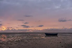 German North Sea Coast Drucke: Sunset on the beach of Utersum