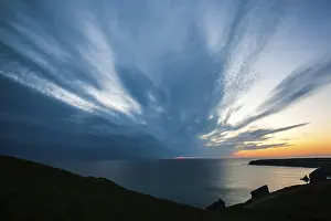 Bedruthan Steps Sunset Drucke: Sunset at the Bedruthan Steps, Cornwall