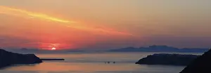 Cyclades Island Scene Drucke: Sunset, Caldera, panorama view