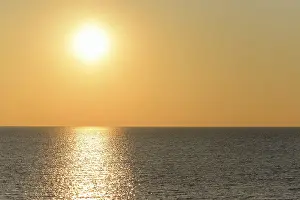 East Frisia Landscape Drucke: Sunset over the calm North Sea