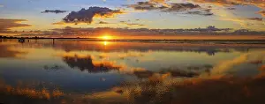 South Island Coastline Drucke: Sunset at the Carters Beach, Water reflection