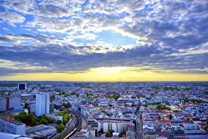Berlin Sunset Drucke: The sunset over the city of Berlin, Germany