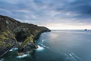 Deserted Cliffs England Drucke: Sunset over Cliffs in St Agnes