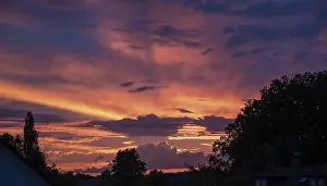 Evening Atmosphere In Bavaria Drucke: Sunset with clouds, Bavaria, Germany