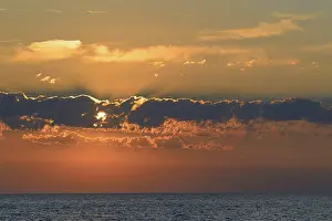 Backlit Evening Sky Drucke: Sunset with clouds above North Sea, St