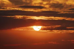Uninhabited European Landscape Drucke: Sunset with Cloudy Sky Germany