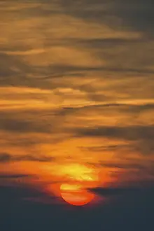 Evening Sky Atmosphere Drucke: Sunset with cloudy sky, sunset, Germany
