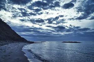 Beach Landscape Photography Drucke: Sunset on the Danish coast. Beach, waves