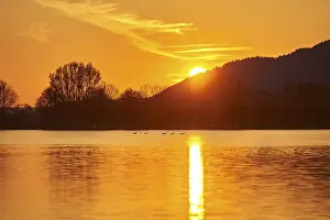 Upper Palatinate Bavaria Drucke: Sunset above danubi river, Upper Palatinate