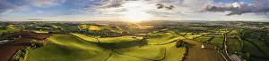 Agricultural Landscapes UK Drucke: Sunset over Devon Windmill from a drone