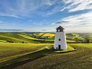 Drone View Of Devon Drucke: Sunset over Devon Windmill from a drone