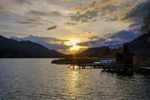 European Landscape Photography Evening Light Drucke: Sunset, evening mood at the WeiBensee