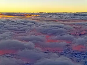 European Evening Atmosphere Drucke: Sunset, evening red above the clouds, Germany