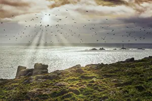 United Kingdom Coastal Scene Drucke: Sunset over Lands End in Cornwall