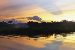 Tropical Evening Sky Drucke: Sunset on the Madeira River, an Amazon tributary