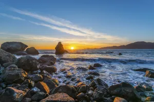 Uninhabited Shoreline View Drucke: Sunset on Marshall's Beach