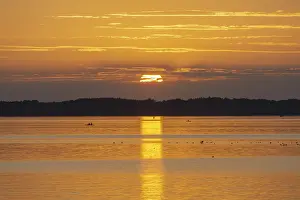Southern Germany Lakeside View Drucke: Sunset, near Chieming, Chiemsee