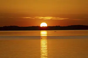 Evening Light In Europe Drucke: Sunset, near Chieming, Chiemsee