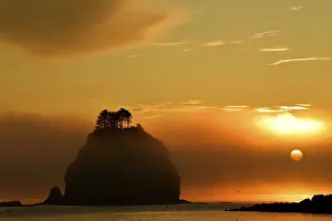 Backlit Coastal Scene Drucke: Sunset over the Pacific Ocean at La Push