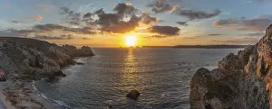 Deserted Beaches In France Drucke: Sunset on the Pointe de Dinan, a sublime point