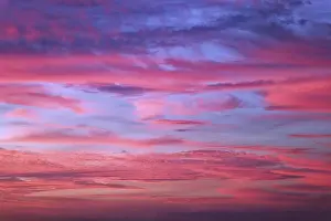 German Weather Conditions Drucke: Sunset, red clouds in the blue sky