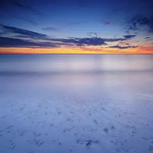 German Peninsula Landscape Drucke: Sunset at the sandy beach with pebbles