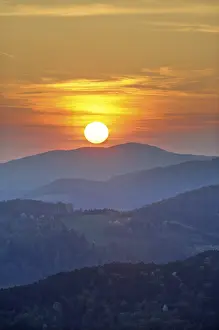 Evening Mountain Range Drucke: Sunset as seen from Peilstein, Triestingtal valley