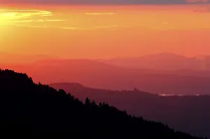 Red Sky Switzerland Drucke: Sunset on the Stoos with view onto the Middle lands