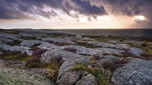 Scandinavian Evening Light Scene Drucke: Sunset, thunderstorm atmosphere