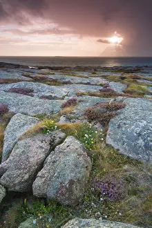 Stormy Coastal Landscape Drucke: Sunset, thunderstorm atmosphere