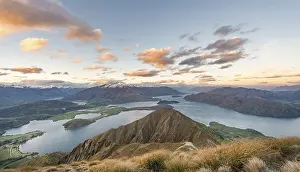 UNESCO World Natural Heritage Site NZ Drucke: Sunset, View of Mountains and Lake