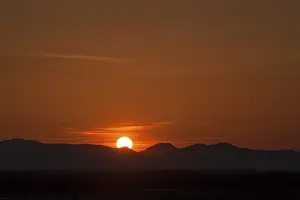 German Uplands Photography Drucke: Sunset with the Vosges Mountains in backlight