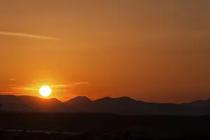 Sunset In Southern Germany Drucke: Sunset with the Vosges Mountains in backlight
