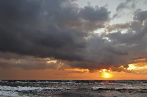 Natural Preserve In Central Europe Drucke: Sunset on the western beach, Darss