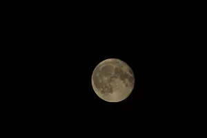 Deserted Night Scene Europe Drucke: Full super moon in the night sky