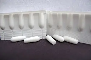 Deserted Pharmacy Scene Drucke: Suppositories, production, plastic