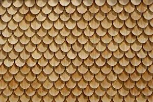Wooden Shingle Roof Drucke: Surface with wooden shingles