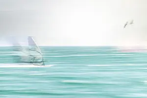 Lake Garda Italy Drucke: Surfer as a pull-along, artistically worked