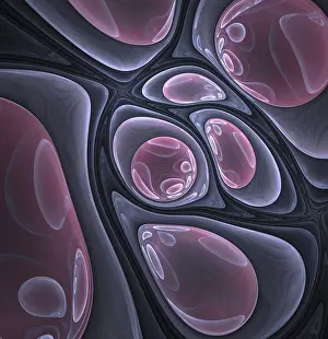 Drucke von Surreales abstraktes Fraktal mit runden Formen. Computer generierte Abbildung Geometrische Formen Drucke: Surreale abstrakte Fraktal mit runden Formen.