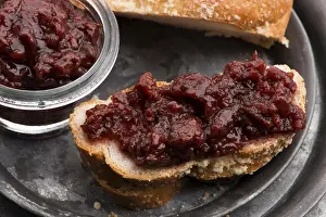 Baked Goods Nutrition Drucke: Sweet bread (challah) with cherry jam