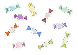 Plain White Background Image Drucke: Sweets in different colours, white background