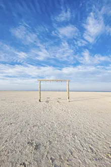 St Peter Ording Germany Drucke: Swing on an empty beach in St. Peter-Ording