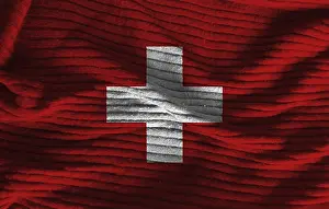 National Colors Symbol Drucke: Swiss flag with texture on background
