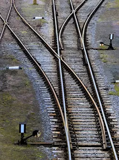 Deserted Railway Track Drucke: Switch on the rails of a railway
