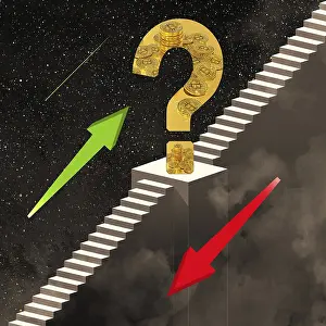 Electronic Wallet Payment Transaction Drucke: Symbol image, Bitcoin on question mark